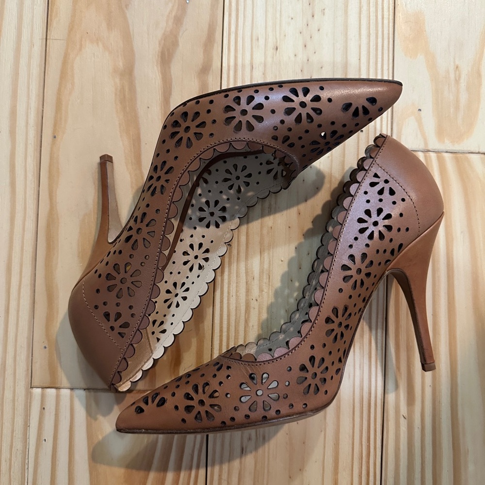 Kate Spade Lana Lazer Cut Floral Brown Women's Heels US8.5 NWOB